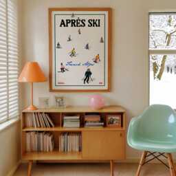 Apr??s Ski Print, Apres Skiing Wall Art, French Apls, Cabin, Winter Decor, Chalet Skiers, Unframed - thumbnail 3