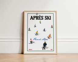 Apr??s Ski Print, Apres Skiing Wall Art, French Apls, Cabin, Winter Decor, Chalet Skiers, Unframed - thumbnail 1