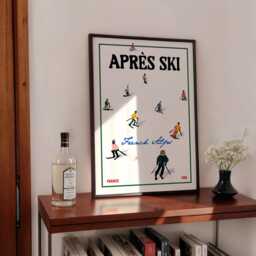 Apr??s Ski Print, Apres Skiing Wall Art, French Apls, Cabin, Winter Decor, Chalet Skiers, Unframed - thumbnail 2