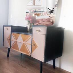Mid Century Modern, Dressing Table, Pink, Black, Vanity Table, Bedroom Furniture - thumbnail 2
