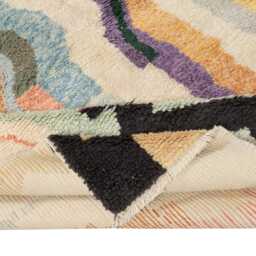 Handwoven Moroccan Azilal Rug Natural Wool, Multicolor Design - thumbnail 3