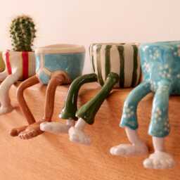 Leggy Pot - Handmade Ceramic Planter Or Trinket Dish - Quirky Shelf Funny Gift Unique Pottery Sculpture By Tinkermade - thumbnail 1