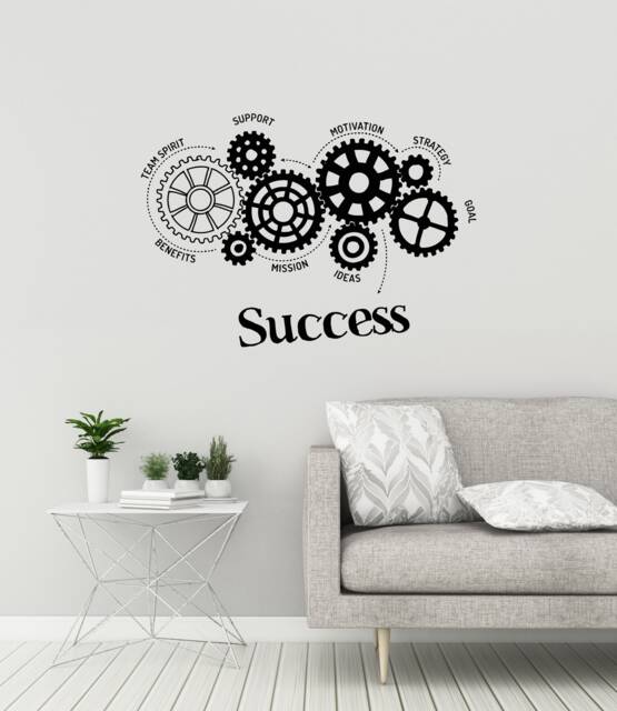 Success Gears Vinyl Wall Decal Office Space Decor Idea Stickers Mural - #3085Di - image 1
