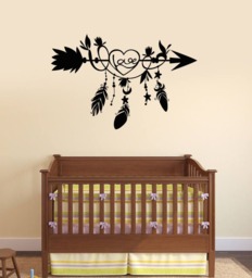Arrow Love Vinyl Wall Decal Heart Feathers Ethnic Style Room Stickers Mural - #2634Di - thumbnail 1