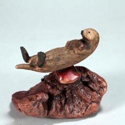 Sea Otter & Pup Sculpture By John Perry Figurine Statue Art - thumbnail 2