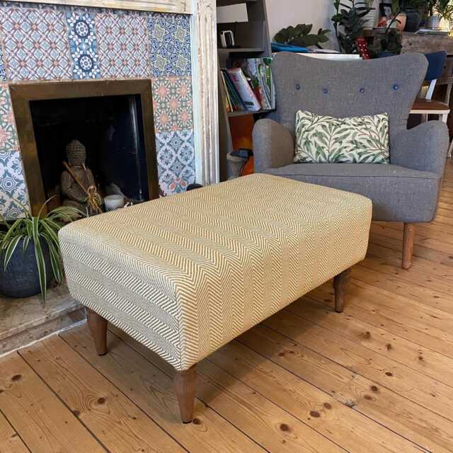 Handmade Herringbone Footstool - Chevron Ottoman Colour Choices, Legs Ranges, Sizes To Fit Living Room - image 1
