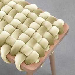 Ivory Velvet Woven Bench Beechwood Entryway, Bedroom Seating - thumbnail 2