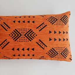 Moroccan Velvet Cushion Cover, Luxury Boho Chic, Handmade Brocade Burnt Orange Pillow, Decorative Lumbar Pillow Cover 60x30 cm - thumbnail 2