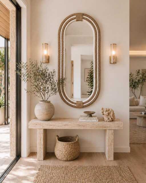 Large Oval Nautical Rope Mirror - Coastal Hampton Style, 120cm - image 1