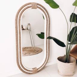 Large Oval Nautical Rope Mirror - Coastal Hampton Style, 120cm - thumbnail 3