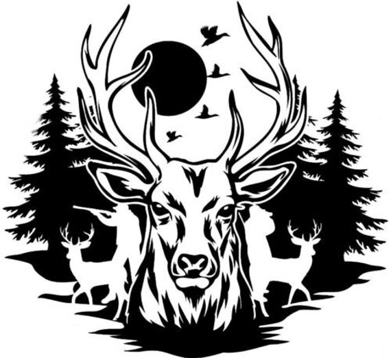 Stag Deer Head Hunter Decal Car Van Bonnet Vinyl Side Sticker Wall Art Hood Graphic Window Door Sign Motorhome Campervan