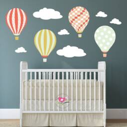 Hot Air Balloon Fabric Wall Stickers Nursery Decor - thumbnail 1
