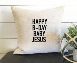 Happy B-Day Jesus Pillow Cover, 18 X Cover, Christmas Christian Pillow, Gift - thumbnail 1