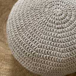 Ottoman Slipcover, Crochet Round Stool Cover, Custom Made Cover Fit - Upcycling Pouffe - thumbnail 2