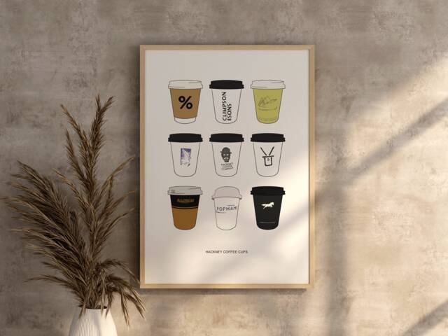 Hackney Coffee Cups - East London Print Poster