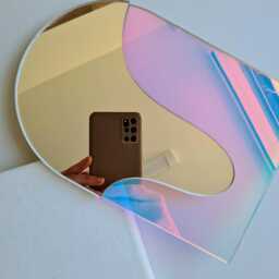 Drip Arch Mirror Holographic Wall Art, Iridescent Liquid Futuristic Decor Y2K Dopamine Aesthetic Funky Room Rainbow Sun Catcher - thumbnail 3