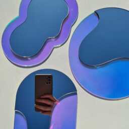 Drip Arch Mirror Holographic Wall Art, Iridescent Liquid Futuristic Decor Y2K Dopamine Aesthetic Funky Room Rainbow Sun Catcher - thumbnail 4