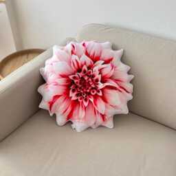 Dahlia Flower Pillow, 3D Printed Botanical Cushion - thumbnail 1