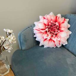 Dahlia Flower Pillow, 3D Printed Botanical Cushion - thumbnail 3