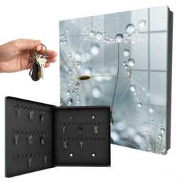 Dew Drops Wall Mounted Key Cabinet, Gray Box For Home, Photographic Nature, Lovers Of Nature & Subtle Details