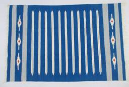 4x6 Navy Blue & White Stripes Cotton Rug Dhurrie - Colour - thumbnail 1