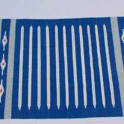 4x6 Navy Blue & White Stripes Cotton Rug Dhurrie - Colour - thumbnail 3