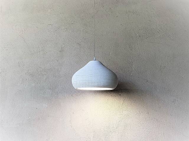 Handmade Ceramic Pendant Light Carved Texture, Off White Lampshade - image 1