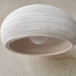 Handmade Ceramic Pendant Light Carved Texture, Off White Lampshade - thumbnail 4