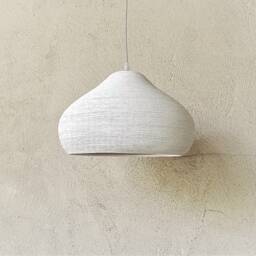 Handmade Ceramic Pendant Light Carved Texture, Off White Lampshade - thumbnail 3