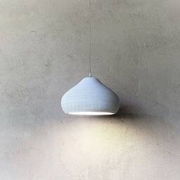 Handmade Ceramic Pendant Light Carved Texture, Off White Lampshade - thumbnail 2