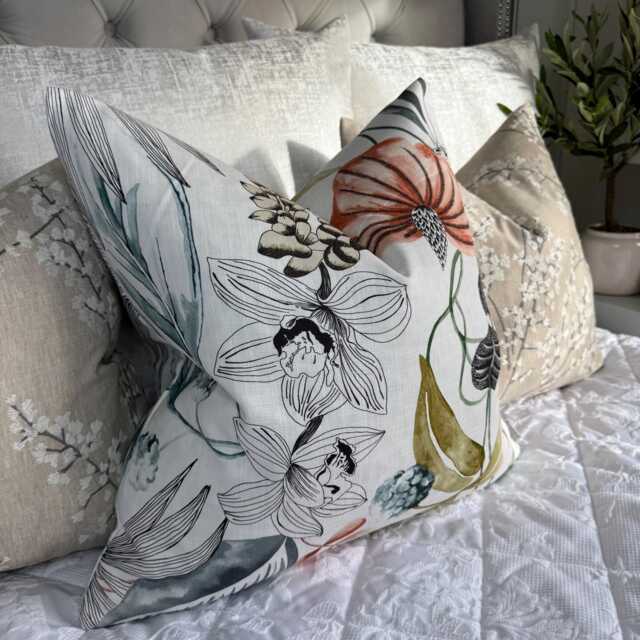 Decorative Sofa Or Bed Pillow Cover - Tropical Leaves in Harlequin Fabric Habanera Cushion - image 1