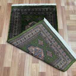 2x4 Green Color Bokhara Rug - 0.60x1.20 Bedroom Luxury Area Turkish Fine Quality Afghan - thumbnail 4