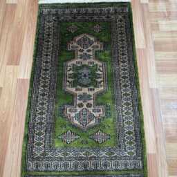 2x4 Green Color Bokhara Rug - 0.60x1.20 Bedroom Luxury Area Turkish Fine Quality Afghan - thumbnail 2