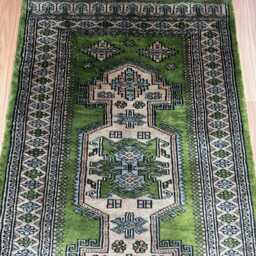 2x4 Green Color Bokhara Rug - 0.60x1.20 Bedroom Luxury Area Turkish Fine Quality Afghan - thumbnail 3