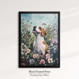 Beagle Dog Abstract Oil Painting Framed Canvas & Print Large Sizes Wall Art Poster Pet Home Decor Interior Lover Gift Idea - thumbnail 2