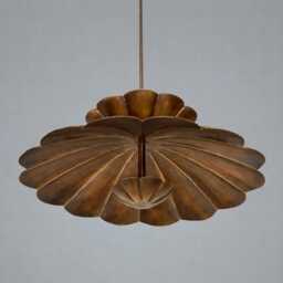 1950S, Mid Century Brass Handmade Flower Pendant Light, Modern Petal Ceiling Fixture For Luxury Looking Home Decor Large Bedroom - thumbnail 3