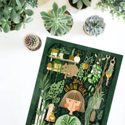 House Plant Lover Illustration Print Dark Green Yellow - thumbnail 3