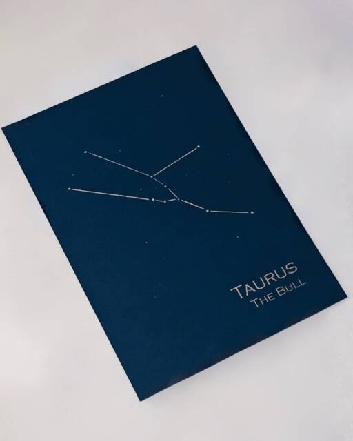 Taurus Constellation Zodiac Art Print/Gold Foil Wall Astrology Home Decor April-May Birthday /Metallic On Navy Or Cream - image 1