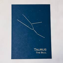 Taurus Constellation Zodiac Art Print/Gold Foil Wall Astrology Home Decor April-May Birthday /Metallic On Navy Or Cream - thumbnail 2