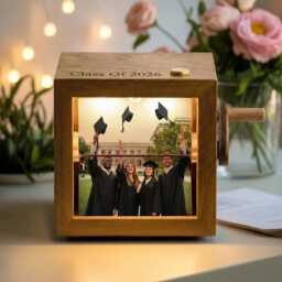 Personalized Graduation Photo Flipbook Frame, Class Of 2026 Box With Light, Senior Room Decor, Keepsake Gift - thumbnail 2