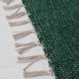 Medium Handwoven Green Rug, Soft Area Bohemian Farmhouse Decor, Machine Washable Cotton Bedroom Bath Rug - thumbnail 3