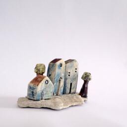 Ceramic House & Tree Sculpture, Home Sweet Decor - thumbnail 2