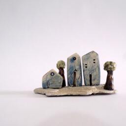 Ceramic House & Tree Sculpture, Home Sweet Decor - thumbnail 1
