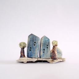 Ceramic House & Tree Sculpture, Home Sweet Decor - thumbnail 3