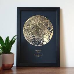 A4 Custom Foil Round Map Print Of Any Location, Personalised Copper, Gold Or Rose - thumbnail 1