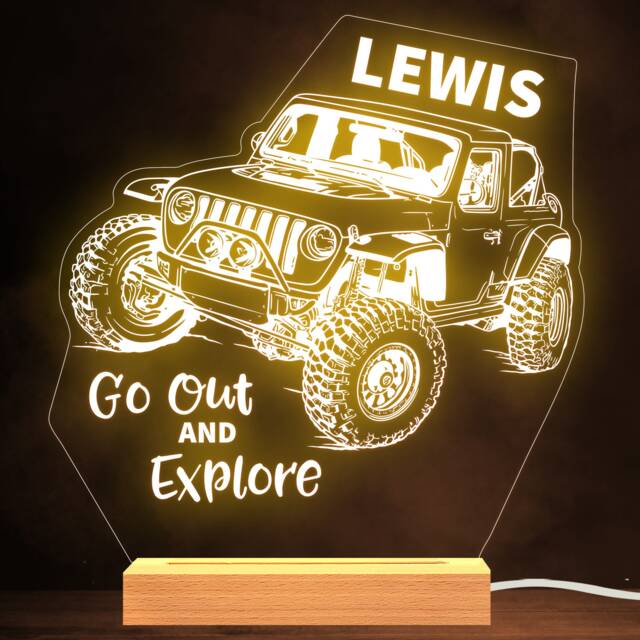 Truck 4x4 Off Road Car Name Personalised Gift Warm White Lamp Night Light - image 1