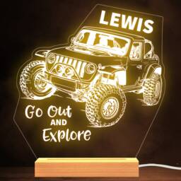 Truck 4x4 Off Road Car Name Personalised Gift Warm White Lamp Night Light - thumbnail 1
