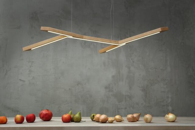Handmade Oak Led Pendant Lamp, Modern Wood Dining Light - image 1
