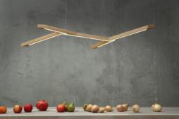 Handmade Oak Led Pendant Lamp, Modern Wood Dining Light - thumbnail 1