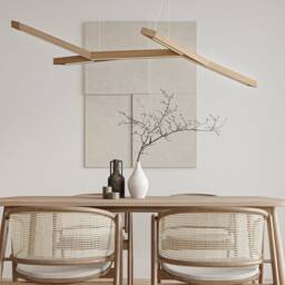 Handmade Oak Led Pendant Lamp, Modern Wood Dining Light - thumbnail 2